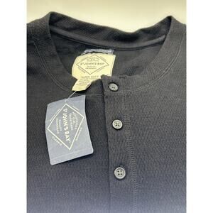 St Johns Bay Mens Black 100% Cotton Long Sleeve Henley Shirt Size 4XL